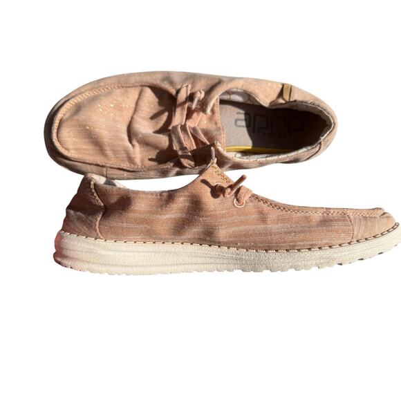 HEY DUDE Wendy Sparkle Loafers – Blush Tan Slip-On, Sz 9, EUC - Picture 8 of 9